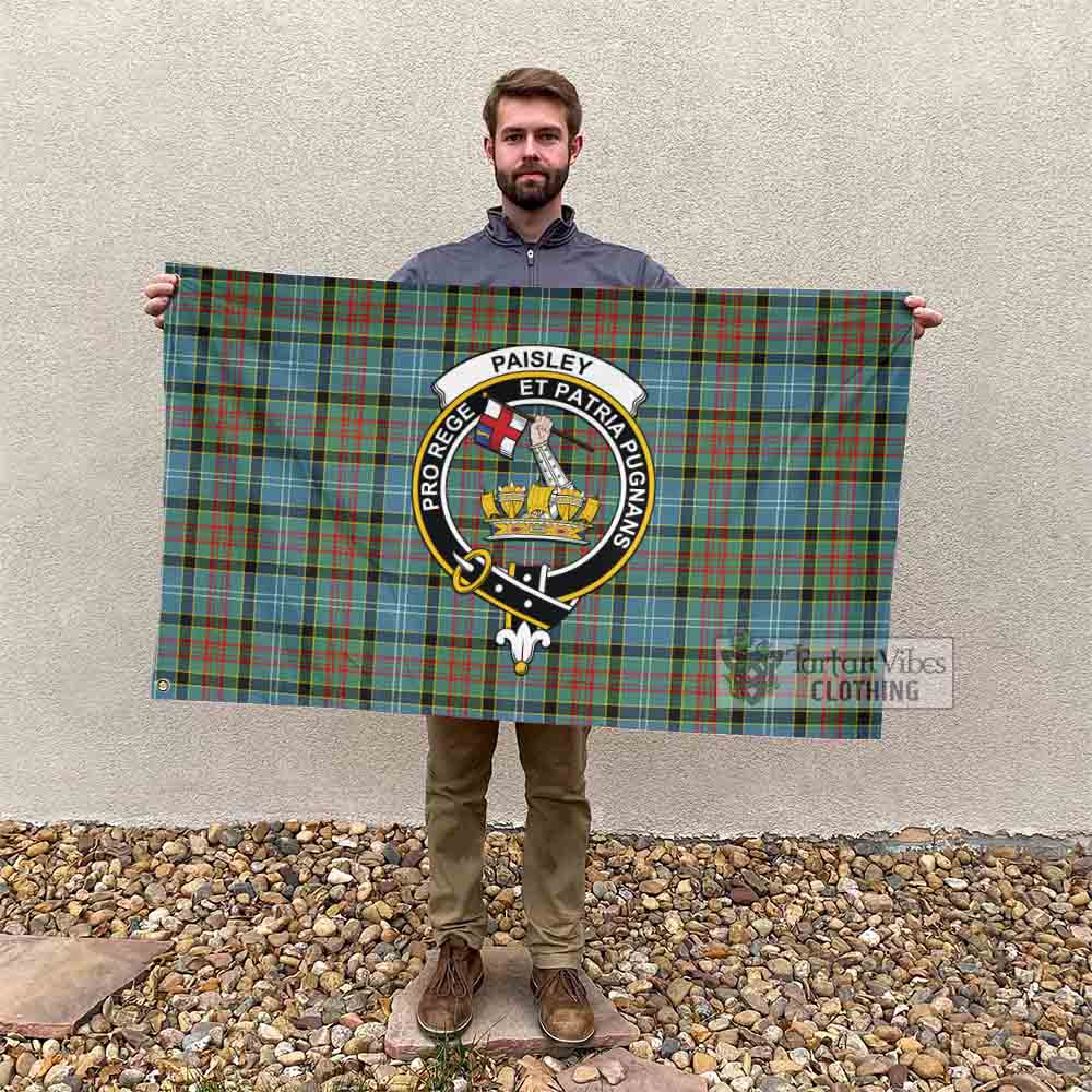 Tartan Vibes Clothing Paisley Tartan House Flag with Family Crest