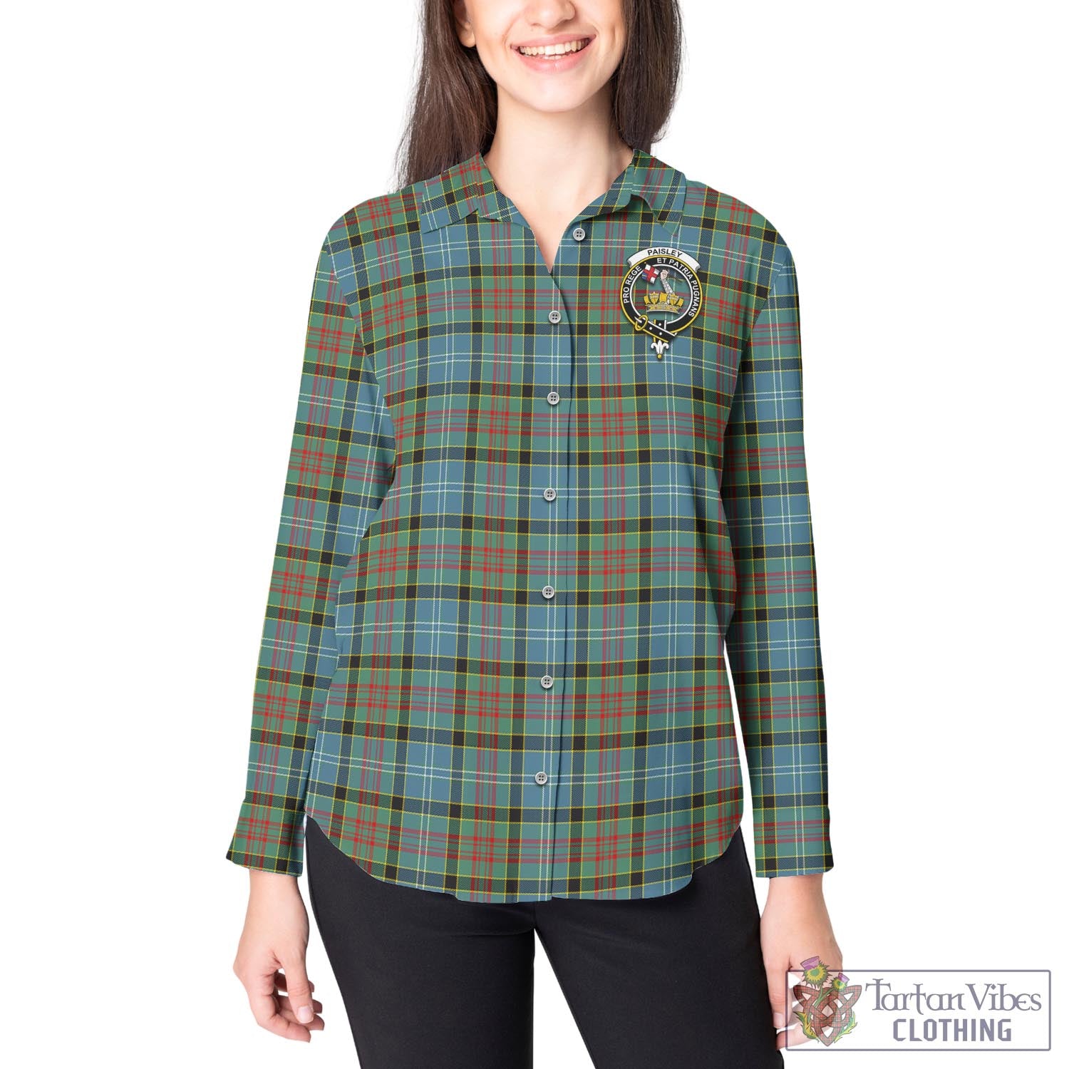 Tartan Vibes Clothing Paisley Tartan Womens Casual Shirt with Family Crest