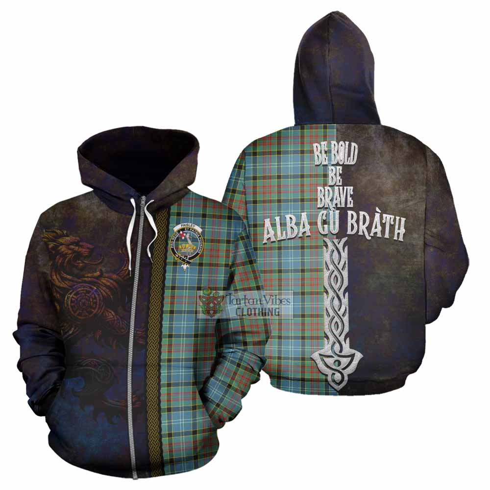 Tartan Vibes Clothing Paisley Tartan Family Crest Hoodie Alba Gu Brath Be Brave Lion Ancient Style