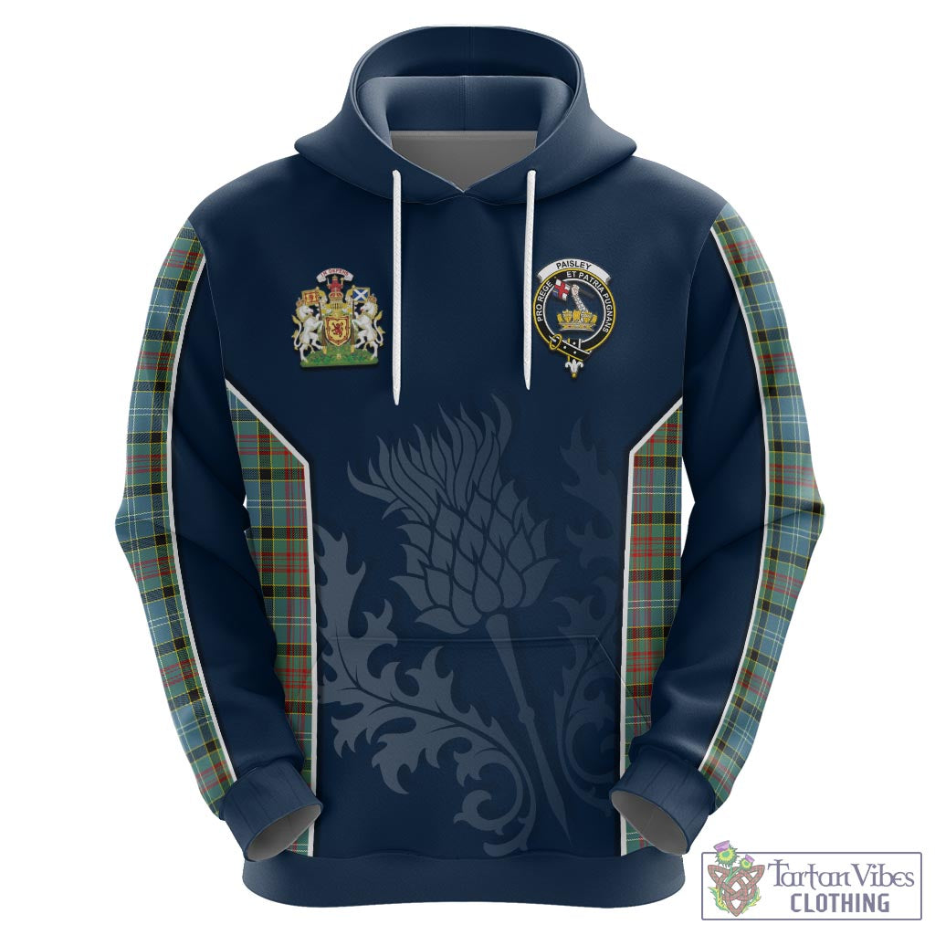 Tartan Vibes Clothing Paisley Tartan Hoodie with Family Crest and Scottish Thistle Vibes Sport Style