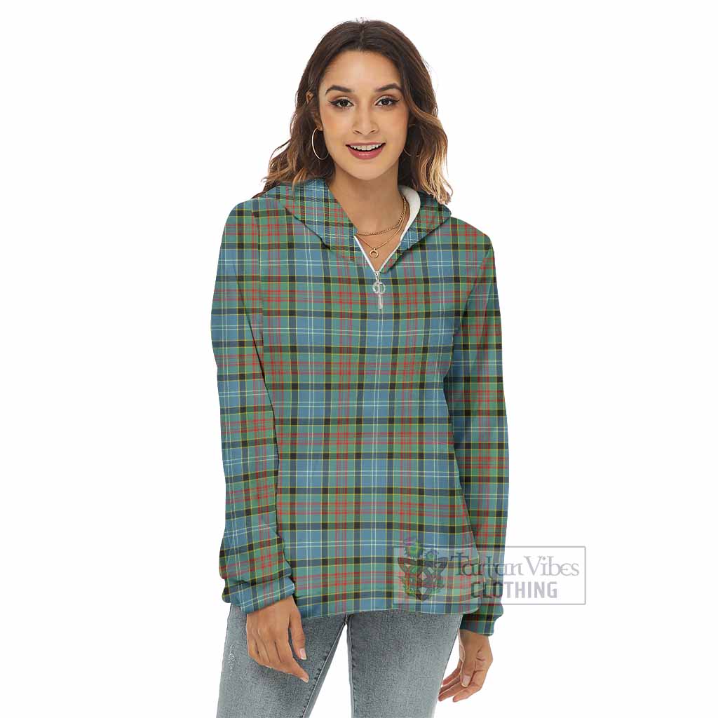 Tartan Vibes Clothing Paisley Tartan Women's Borg  Half Zip Fleece Hoodie