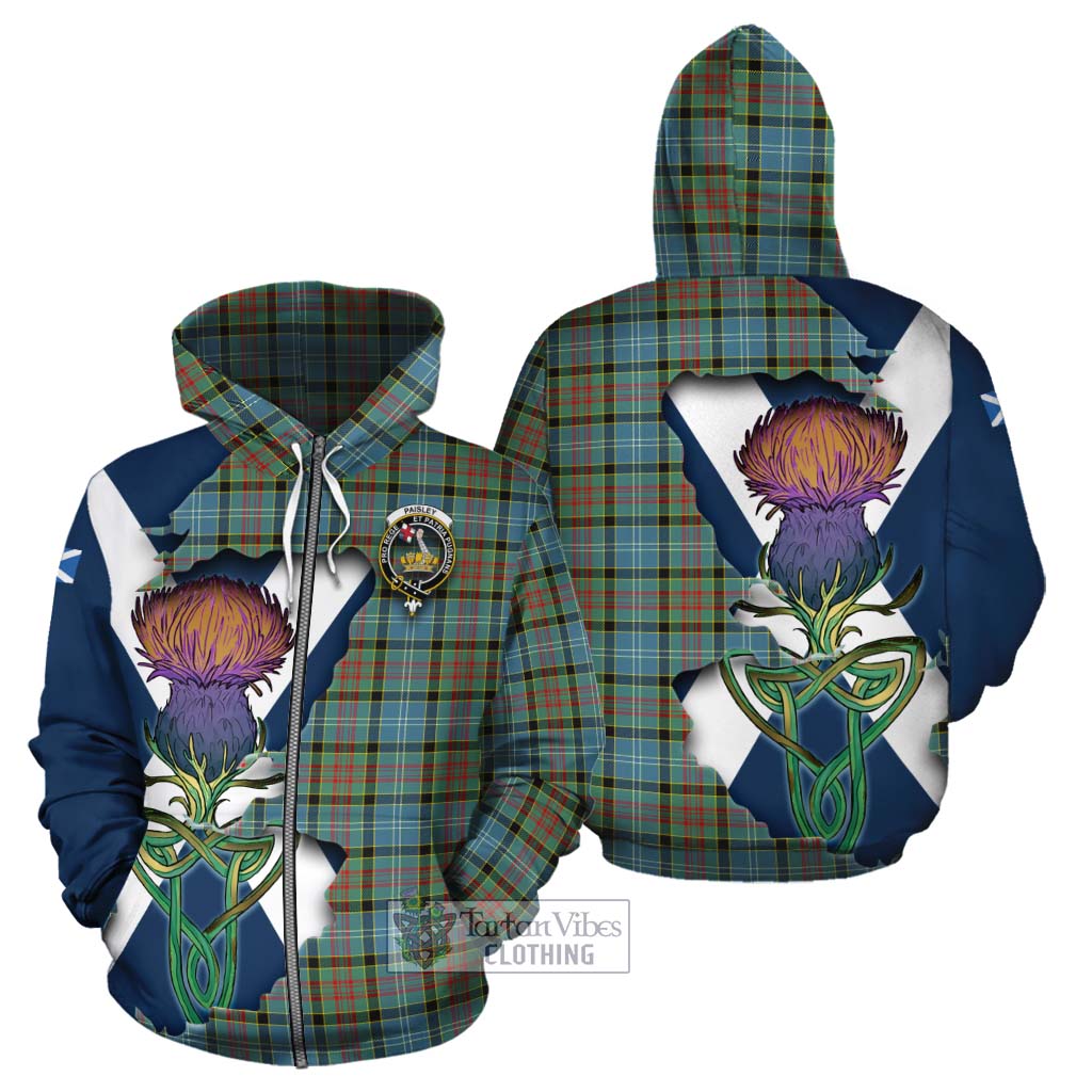 Tartan Vibes Clothing Paisley Tartan Family Crest Cotton Hoodie Scottish Thistle Celtic Inspired