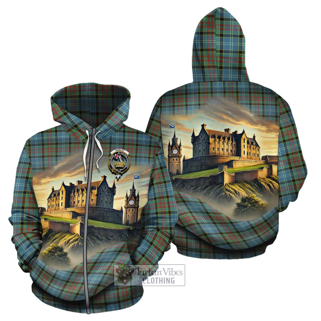 Tartan Vibes Clothing Paisley Tartan Family Crest Cotton Hoodie with Scottish Ancient Castle Style