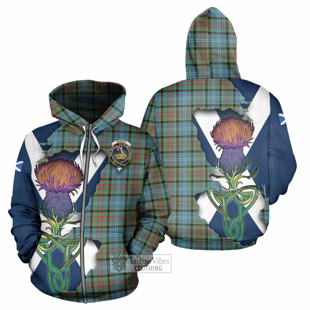 Tartan Vibes Clothing Paisley Tartan Family Crest Hoodie Scottish Thistle Celtic Inspired