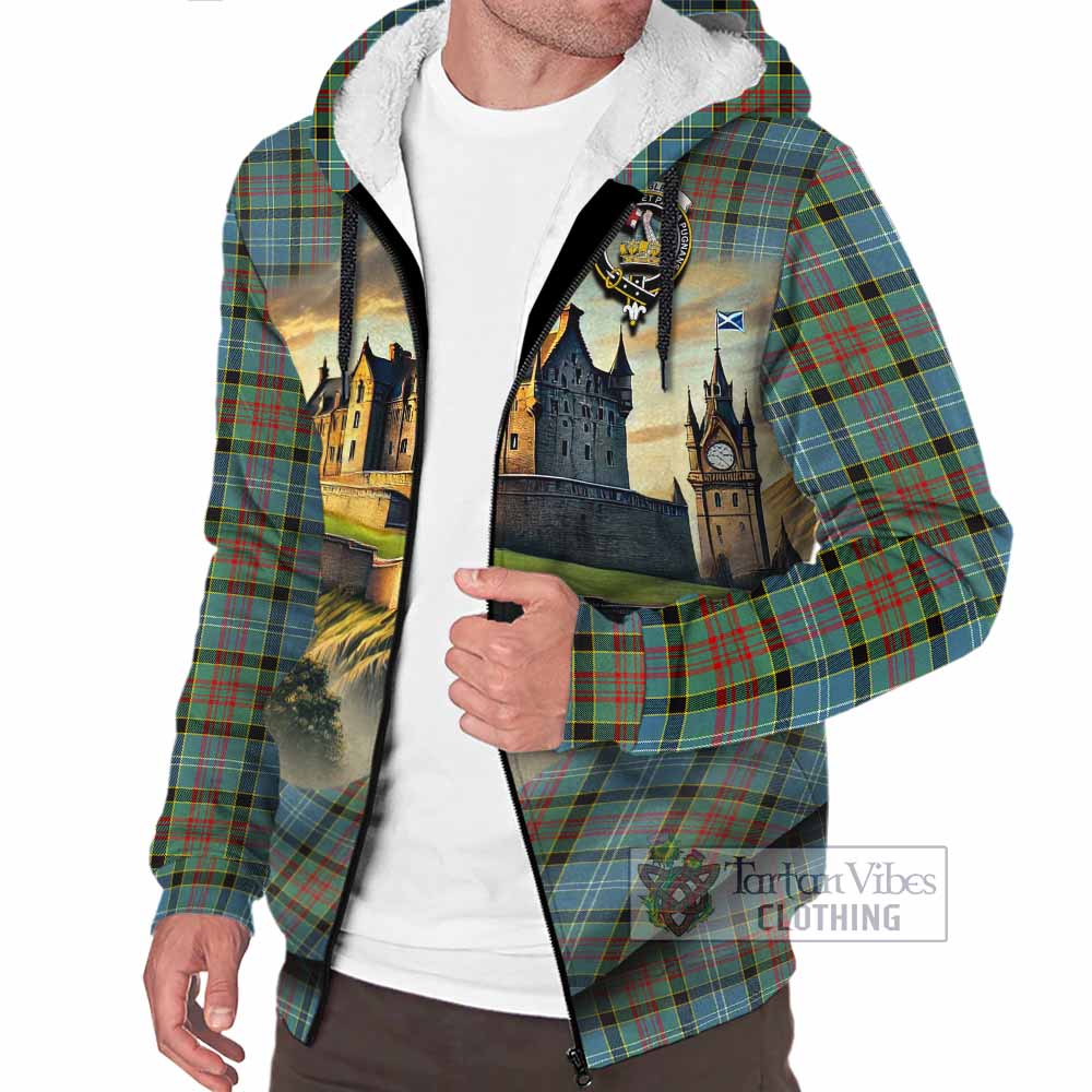 Tartan Vibes Clothing Paisley Tartan Family Crest Sherpa Hoodie with Scottish Ancient Castle Style
