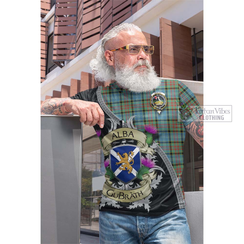 Tartan Vibes Clothing Paisley Tartan Family Crest Cotton T-shirt Lion Rampant Royal Thistle Shield Celtic Inspired
