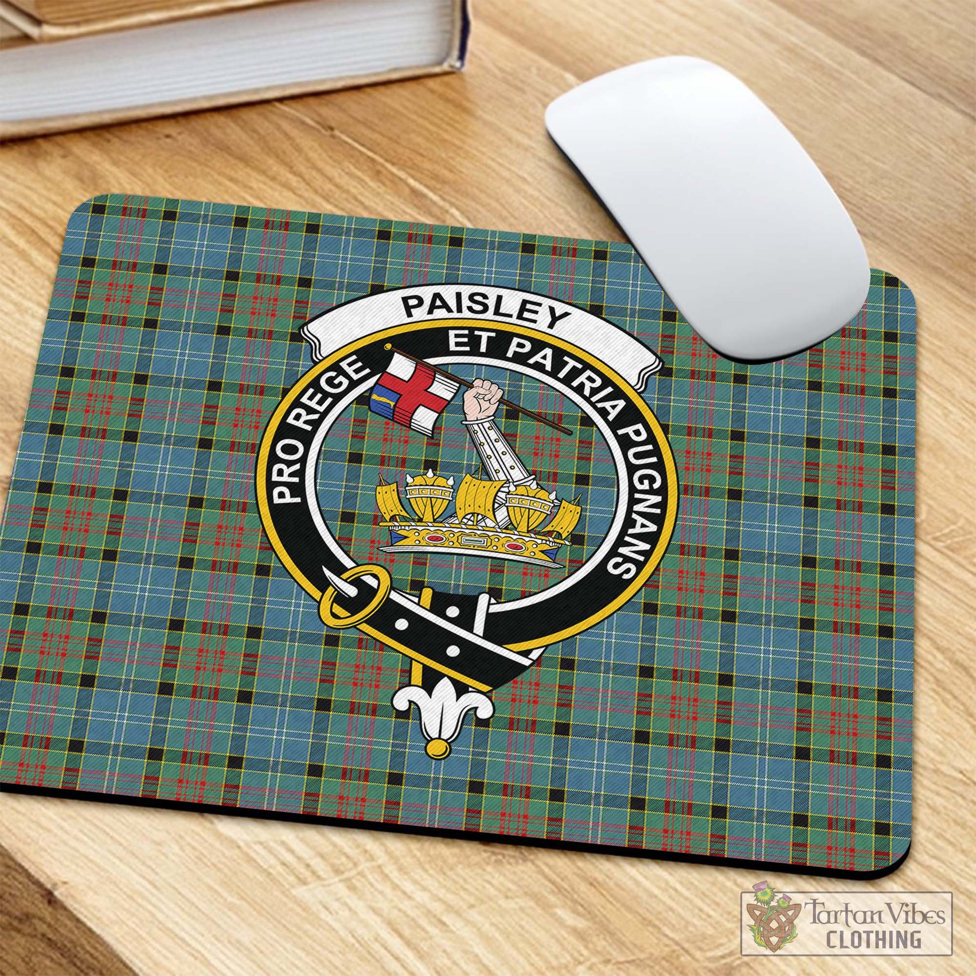Tartan Vibes Clothing Paisley Tartan Mouse Pad with Family Crest