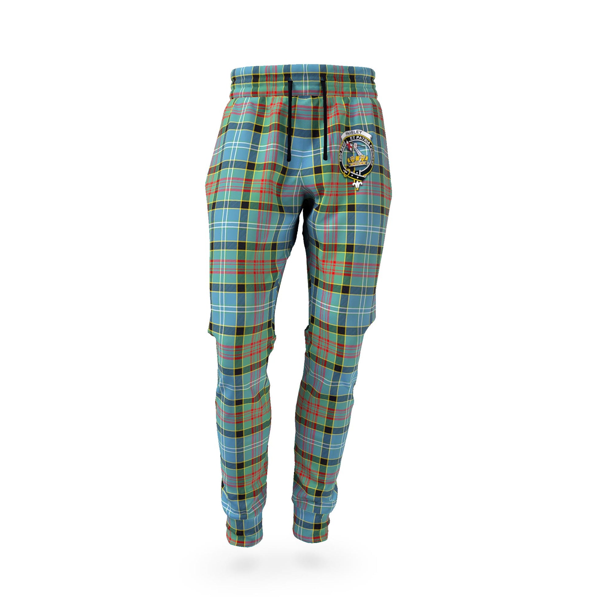 Paisley Tartan Joggers Pants with Family Crest - Tartan Vibes Clothing