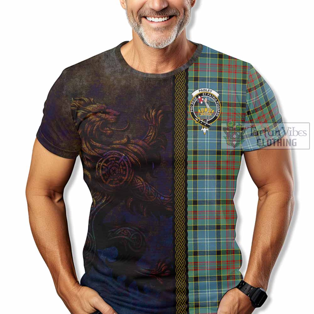 Tartan Vibes Clothing Paisley Tartan Family Crest T-Shirt Alba Gu Brath Be Brave Lion Ancient Style