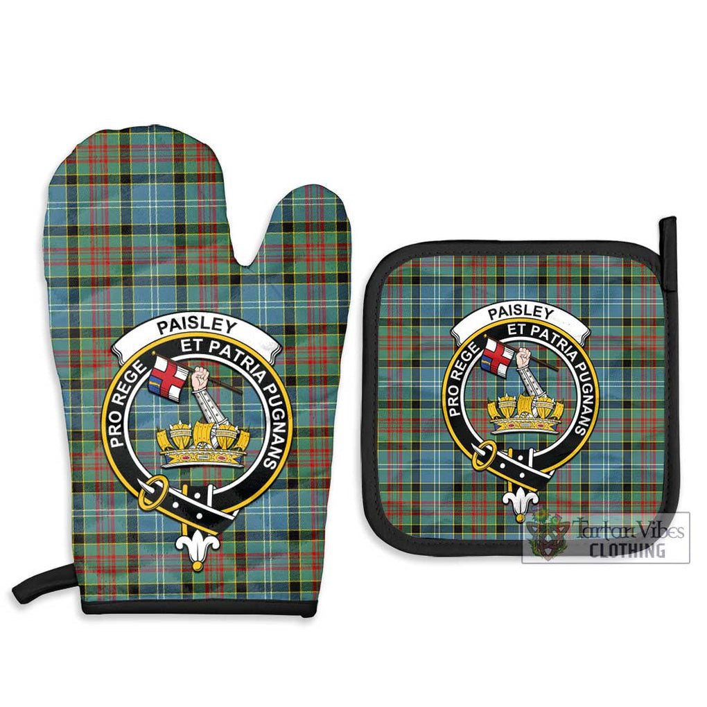 Paisley Tartan Combo Oven Mitt & Pot-Holder with Family Crest Combo 1 Oven Mitt & 2 Pot-Holder Black - Tartan Vibes Clothing