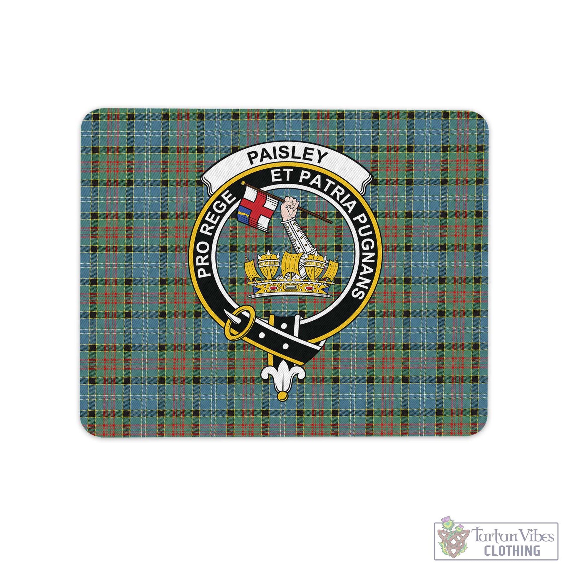 Tartan Vibes Clothing Paisley Tartan Mouse Pad with Family Crest