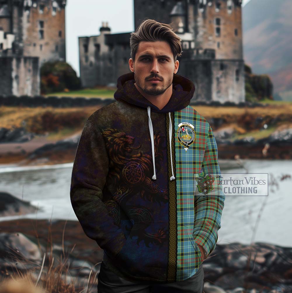 Tartan Vibes Clothing Paisley Tartan Family Crest Cotton Hoodie Alba Gu Brath Be Brave Lion Ancient Style