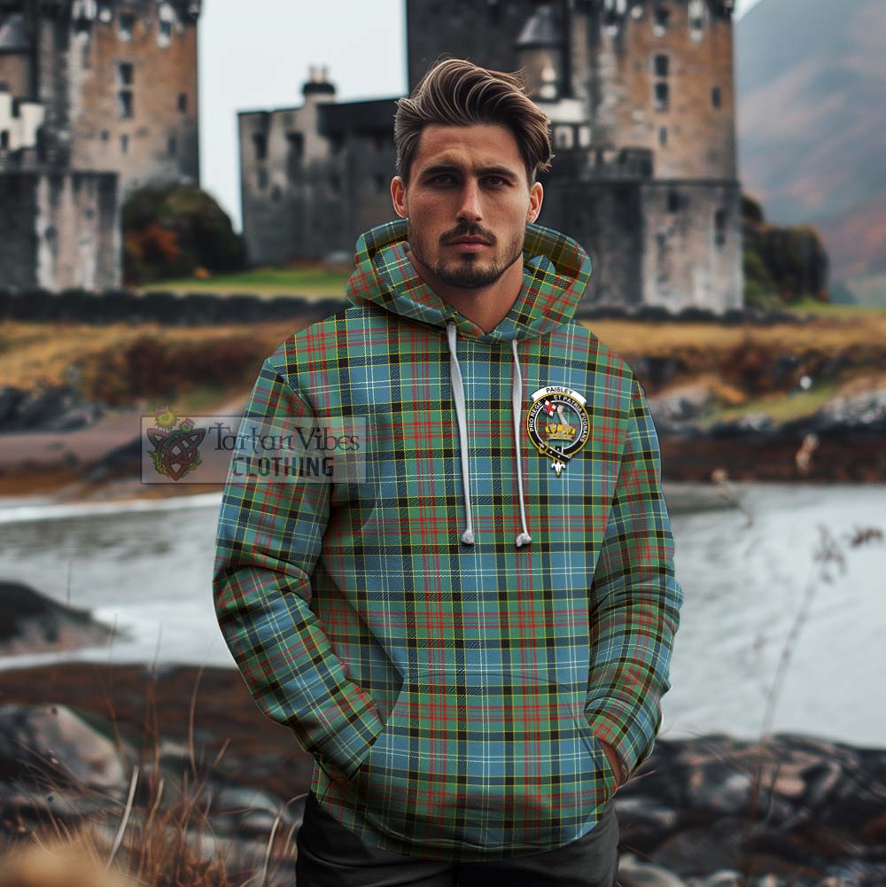 Tartan Vibes Clothing Paisley Tartan Cotton Hoodie with Family Crest Celtic Skull Style