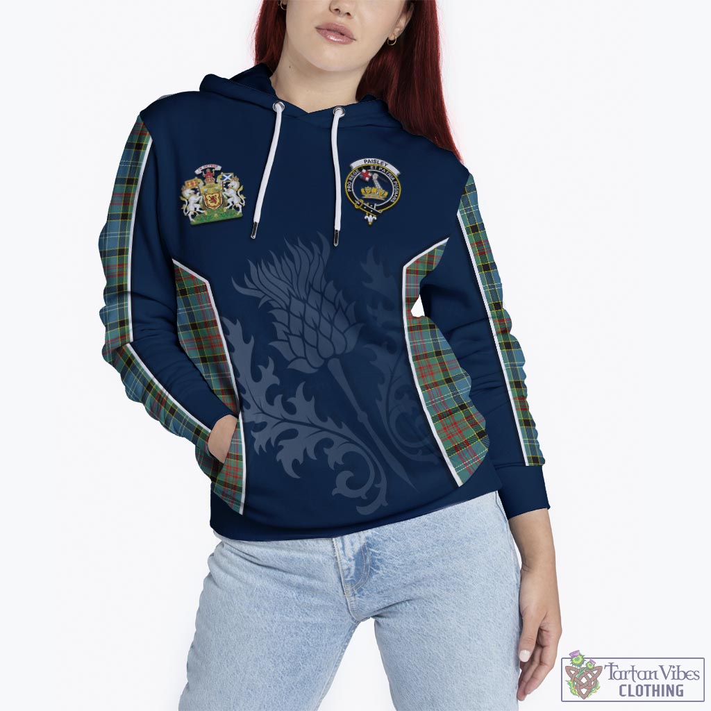 Tartan Vibes Clothing Paisley Tartan Hoodie with Family Crest and Scottish Thistle Vibes Sport Style