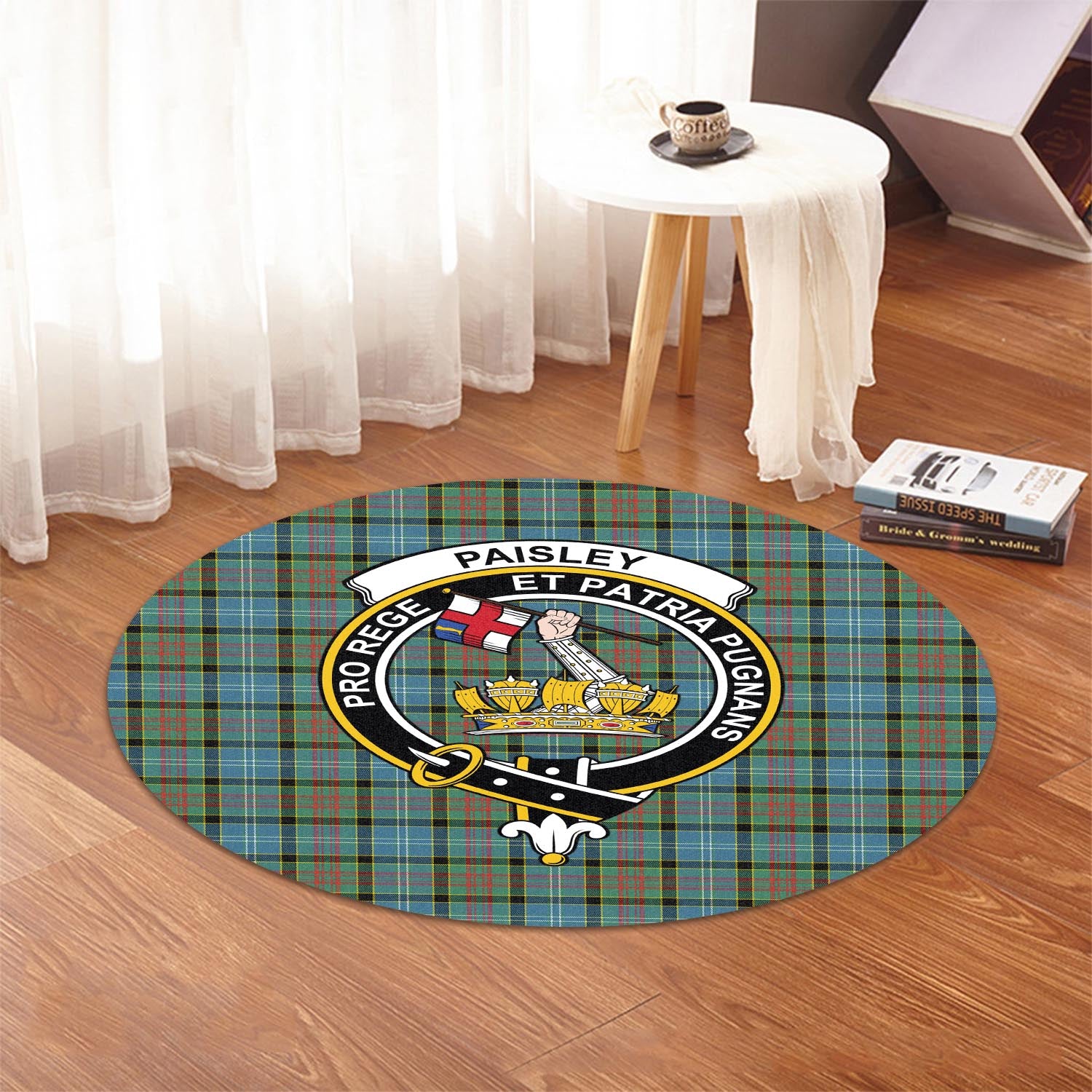 paisley-tartan-round-rug-with-family-crest