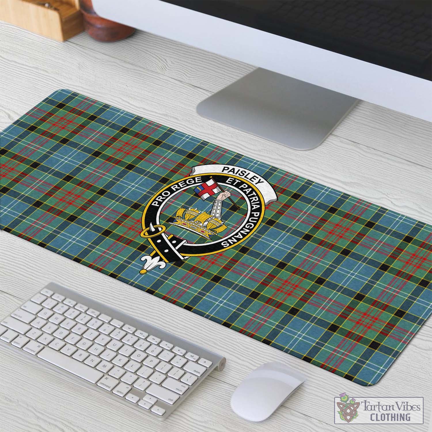 Tartan Vibes Clothing Paisley Tartan Mouse Pad with Family Crest