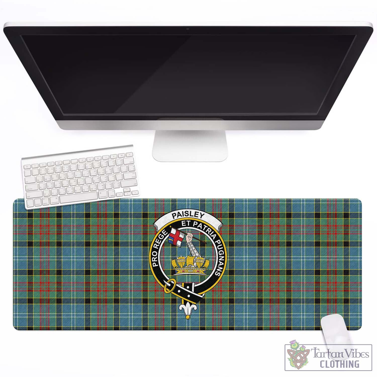 Tartan Vibes Clothing Paisley Tartan Mouse Pad with Family Crest