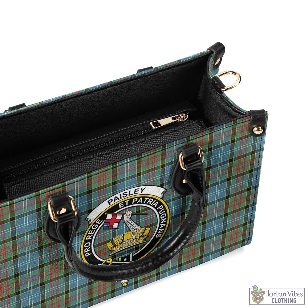 Tartan Vibes Clothing Paisley Tartan Luxury Leather Handbags with Family Crest