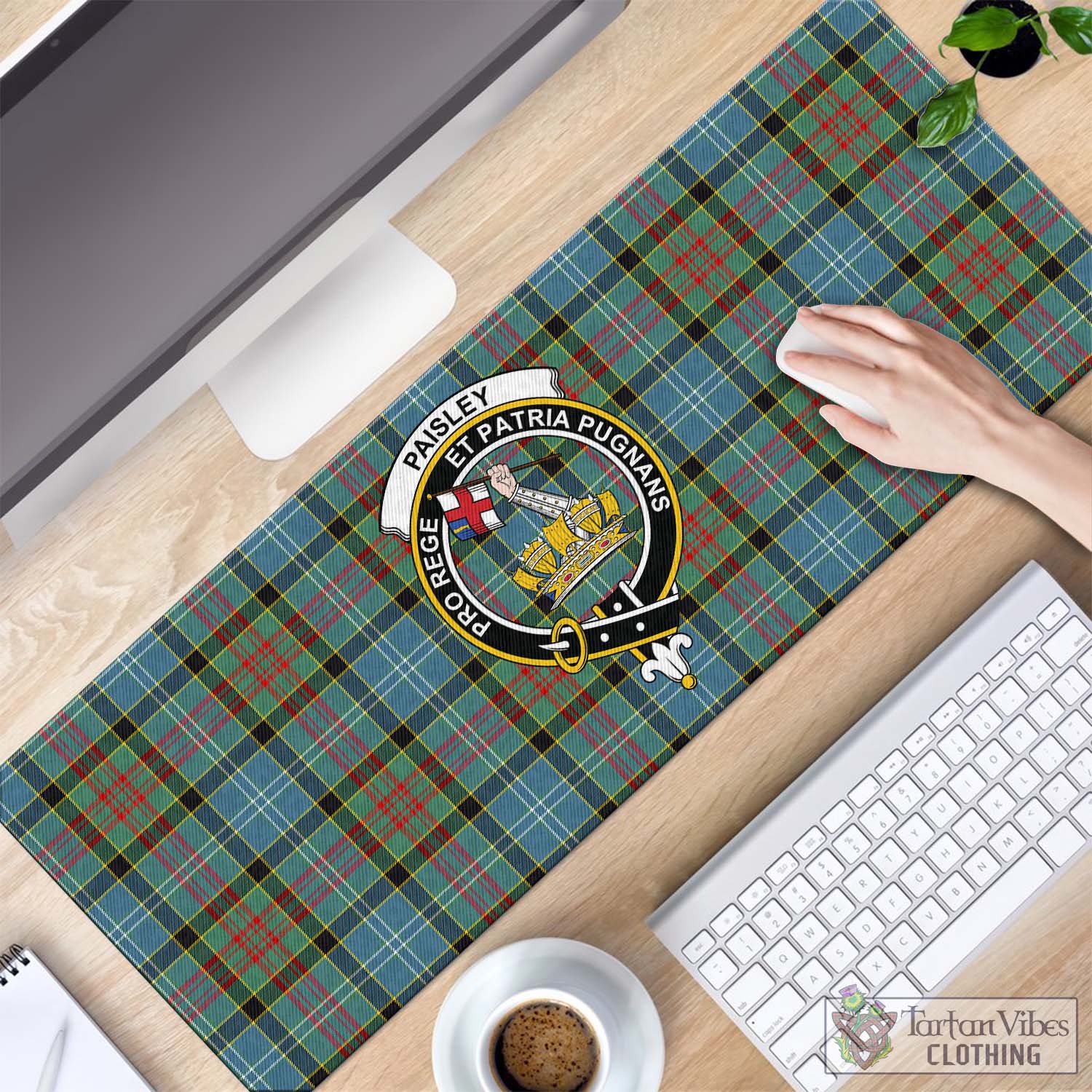 Tartan Vibes Clothing Paisley Tartan Mouse Pad with Family Crest