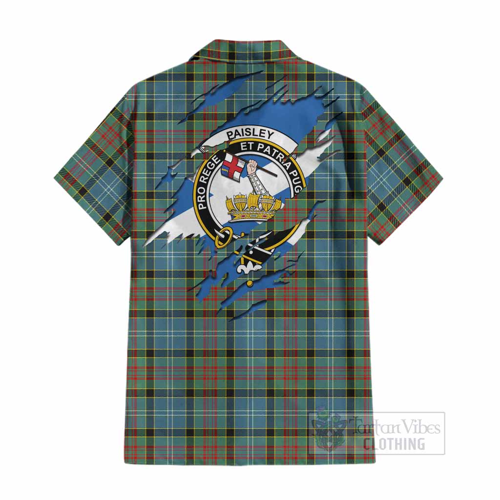 Paisley Clan Crest In Me Tartan Cotton Hawaiian Shirt Scotland Flag Style