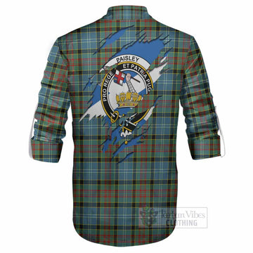 Paisley Clan Crest In Me Tartan Ghillie Shirt Scotland Flag Style
