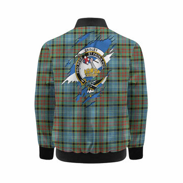 Paisley Clan Crest In Me Tartan Kid Bomber Jacket Scotland Flag Style