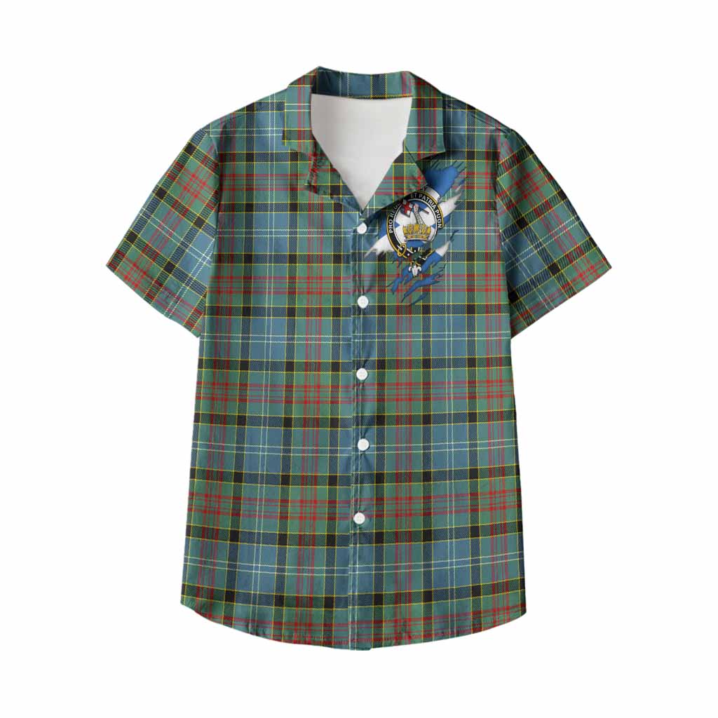 Paisley Clan Crest In Me Tartan Kid Hawaiian Shirt Scotland Flag Style