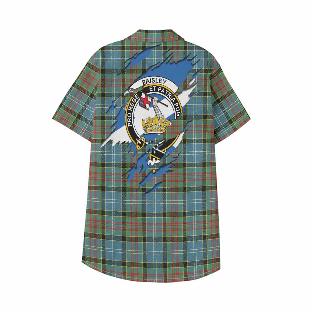 Paisley Clan Crest In Me Tartan Kid Hawaiian Shirt Scotland Flag Style