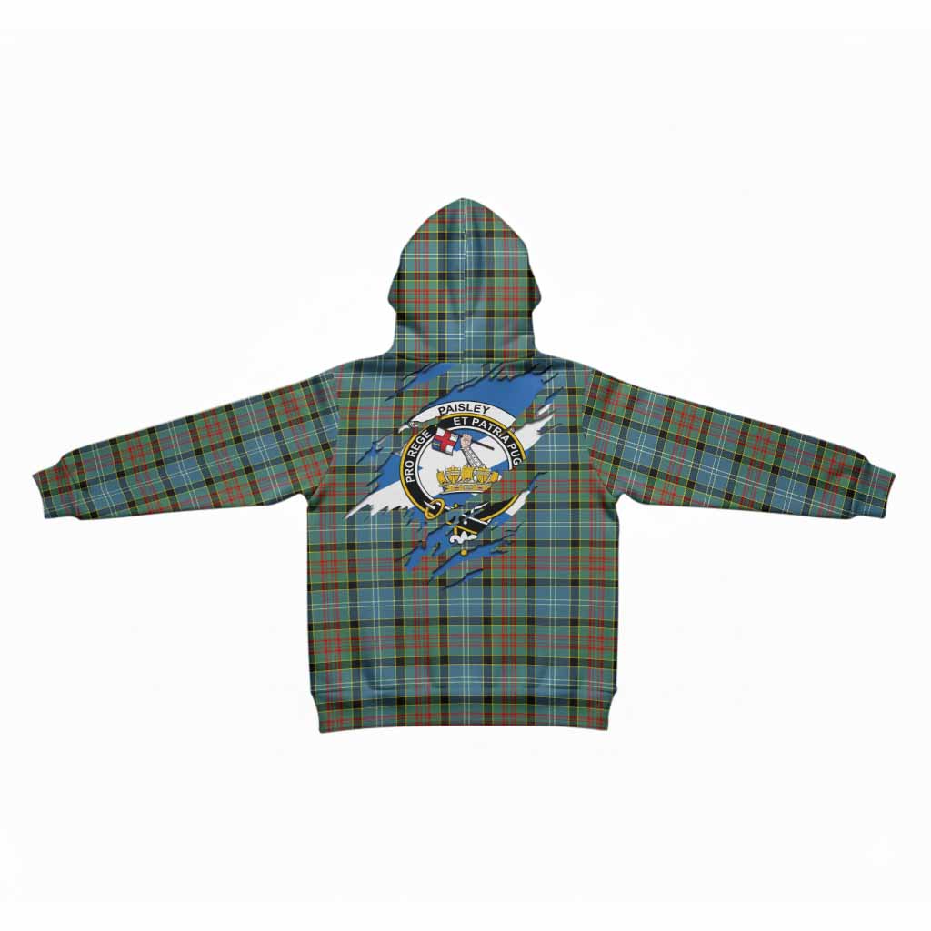 Paisley Clan Crest In Me Tartan Kid Hoodie Scotland Flag Style