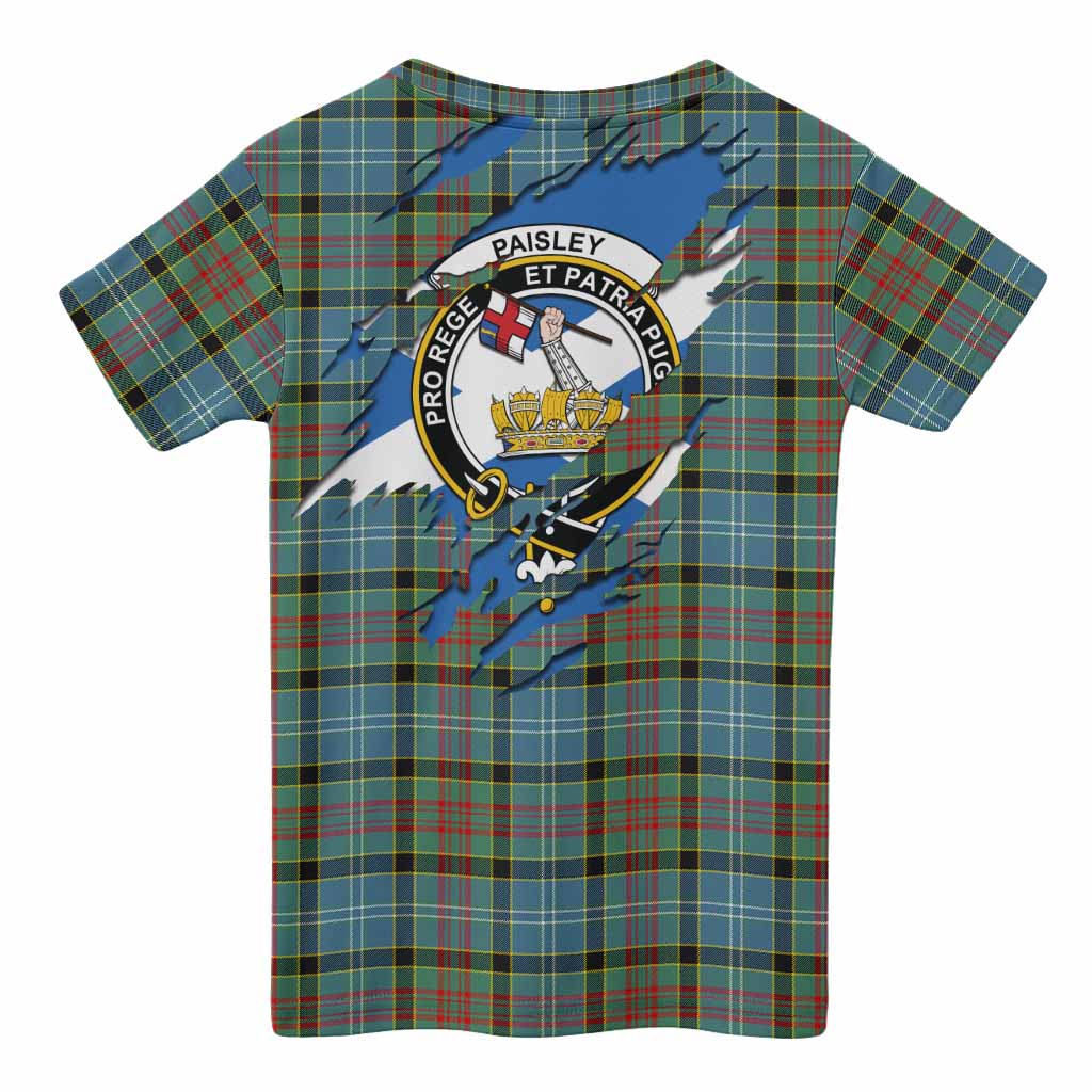 Paisley Clan Crest In Me Tartan Kid T-shirt Scotland Flag Style