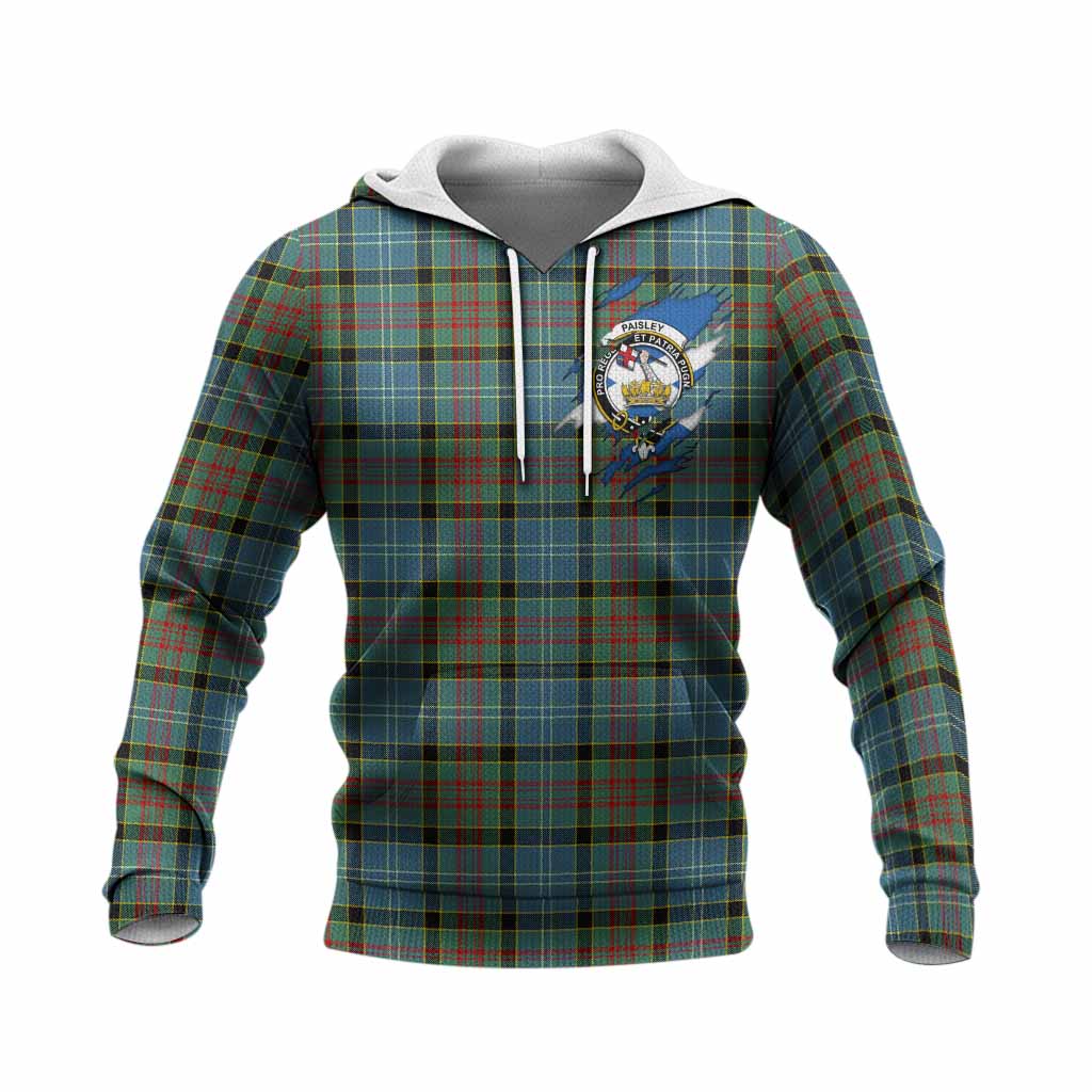 Paisley Clan Crest In Me Tartan Knitted Hoodie Scotland Flag Style