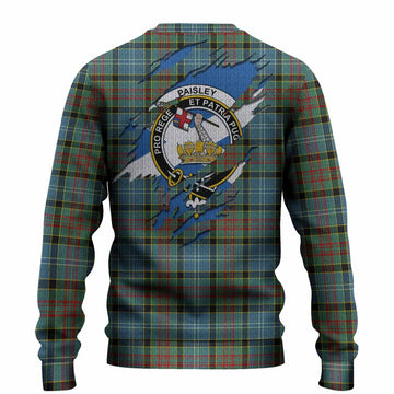 Paisley Clan Crest In Me Tartan Knitted Sweater Scotland Flag Style