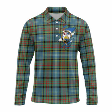 Paisley Clan Crest In Me Tartan Long Sleeve Polo Shirt Scotland Flag Style