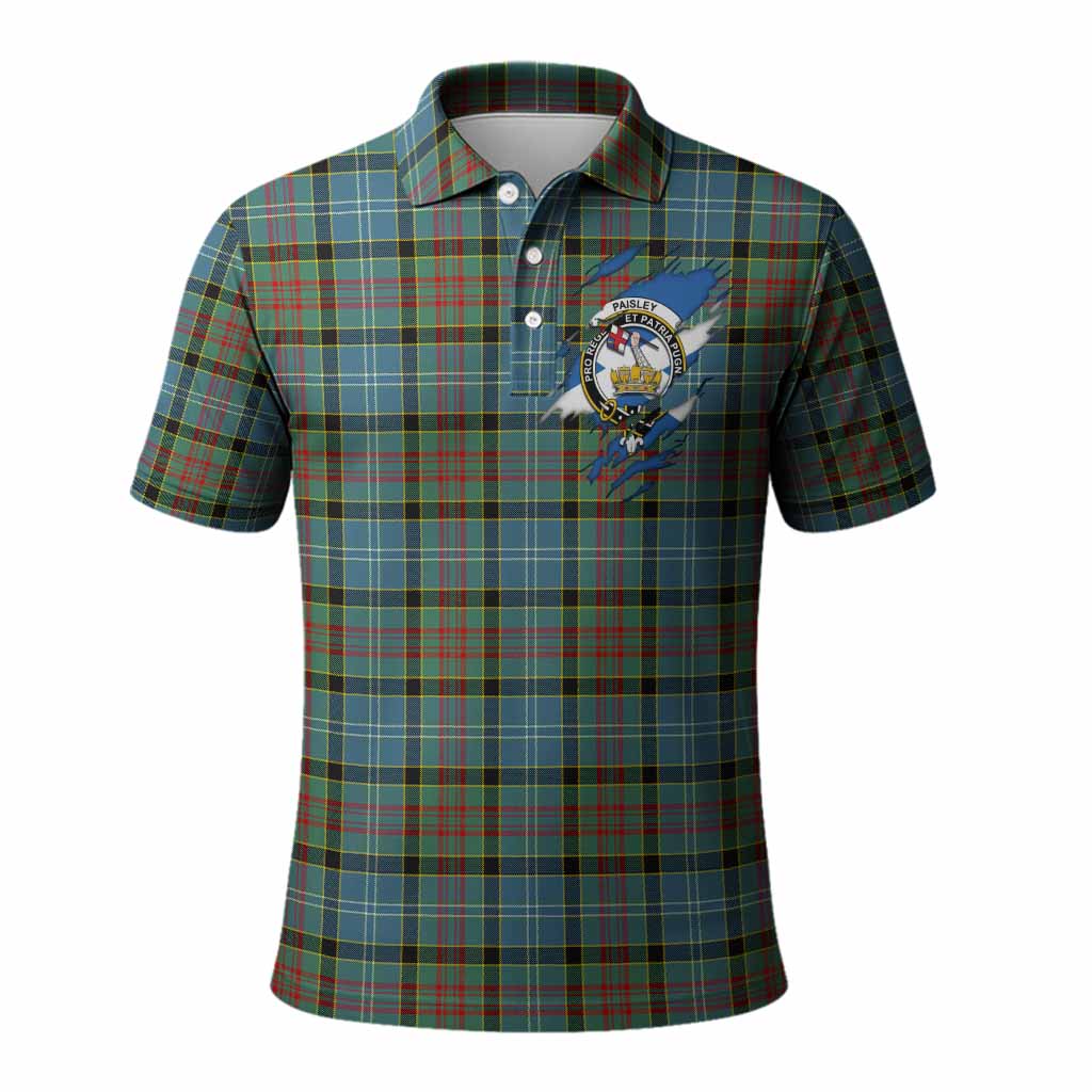 Paisley Clan Crest In Me Tartan Polo Shirt Scotland Flag Style