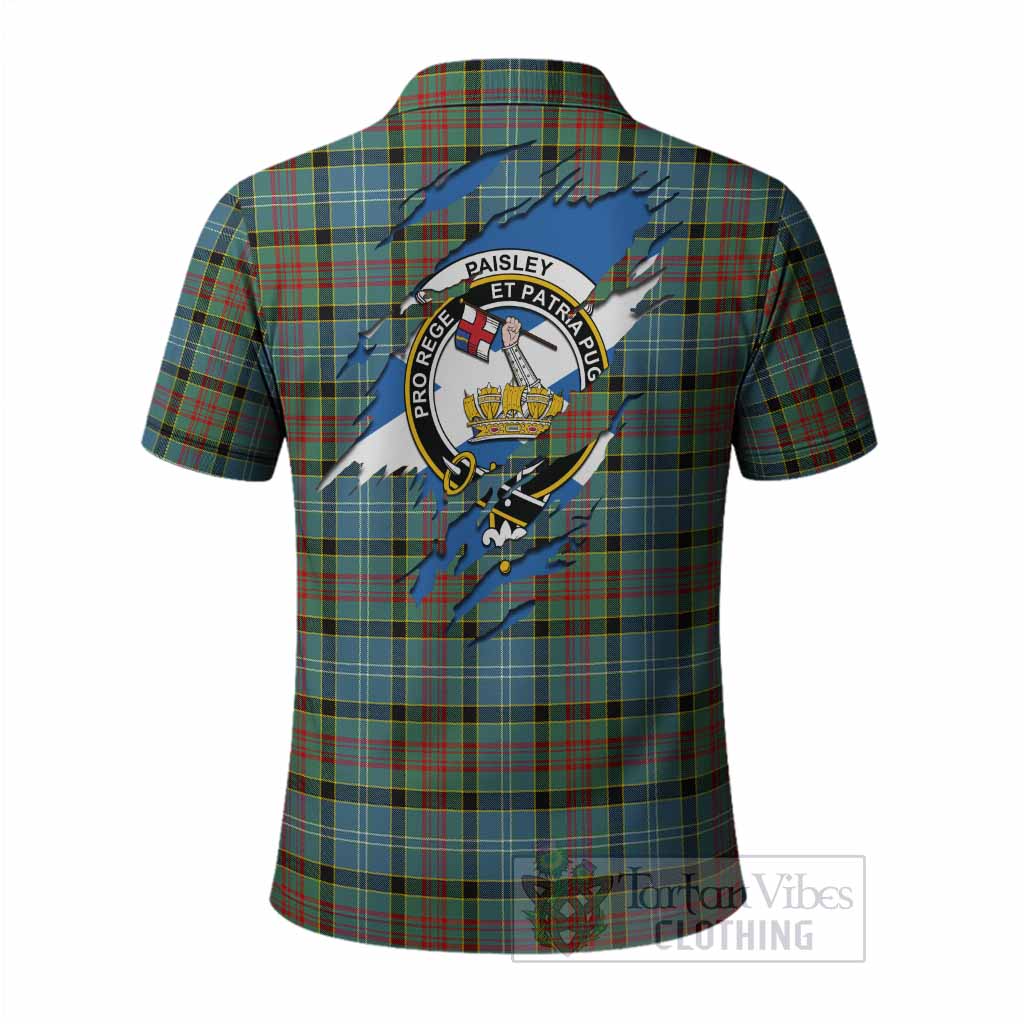 Paisley Clan Crest In Me Tartan Polo Shirt Scotland Flag Style