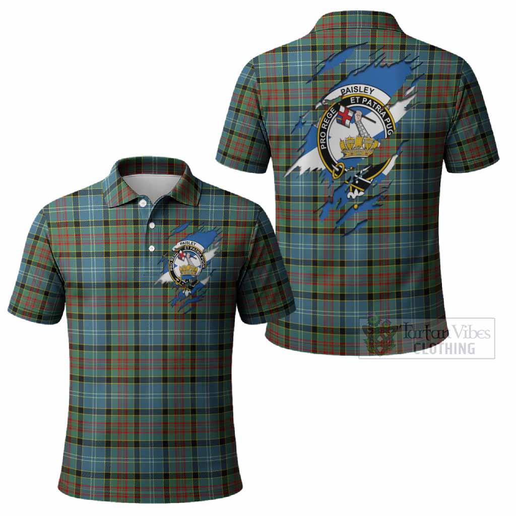 Paisley Clan Crest In Me Tartan Polo Shirt Scotland Flag Style