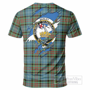 Paisley Clan Crest In Me Tartan T-Shirt Scotland Flag Style