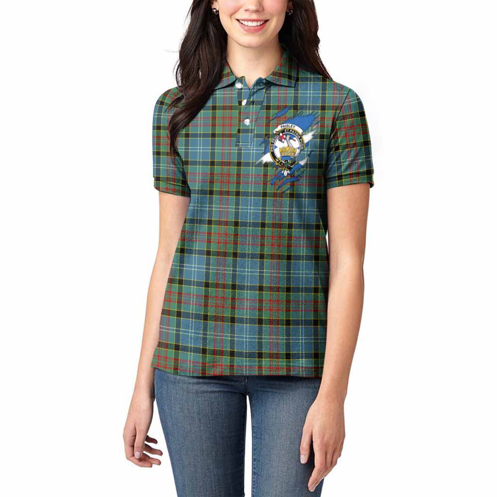 Paisley Clan Crest In Me Tartan Women Polo Shirt Scotland Flag Style