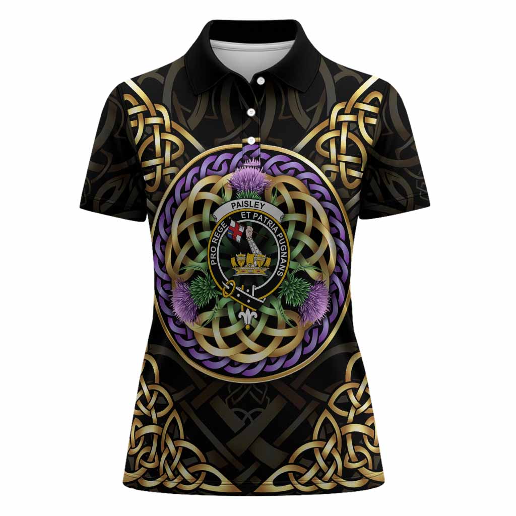 Paisley Clan Crest Women Polo Shirt Celtic Scottish Thistle
