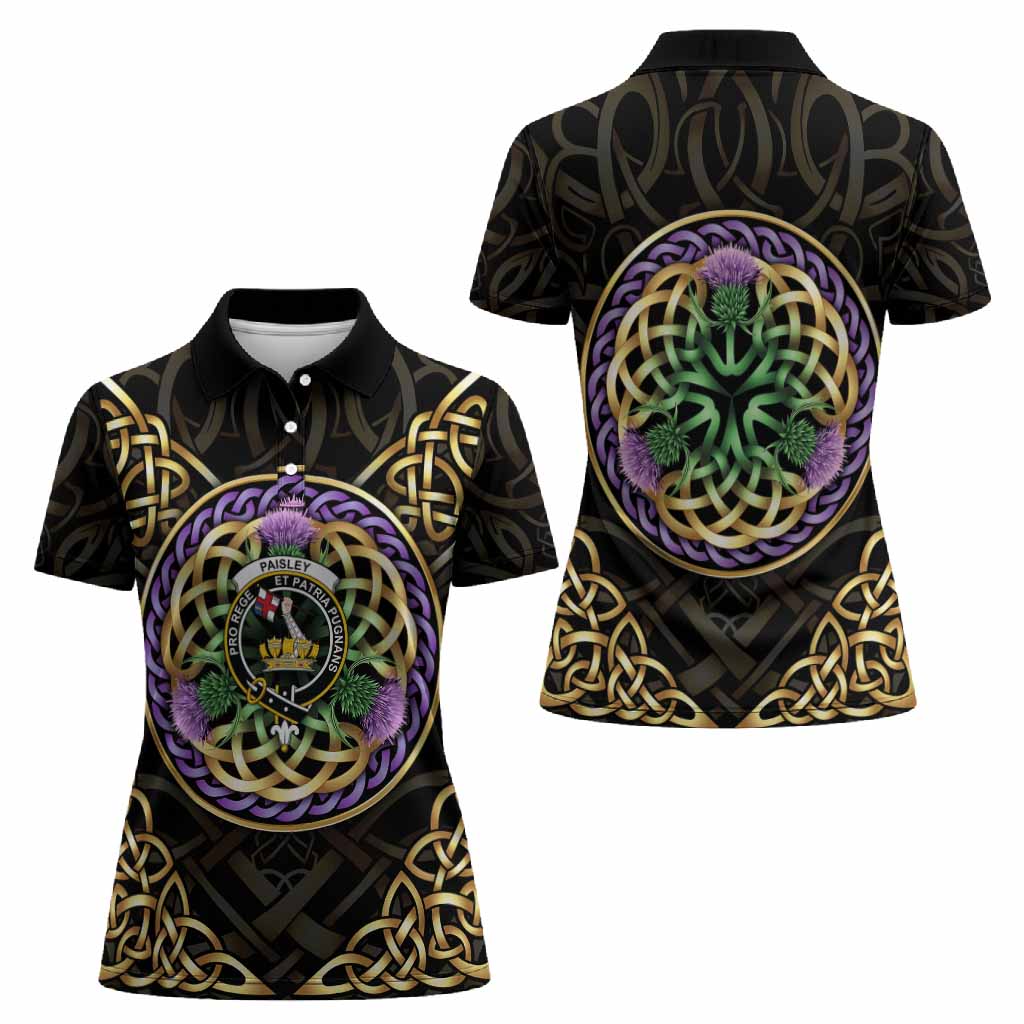 Paisley Clan Crest Women Polo Shirt Celtic Scottish Thistle