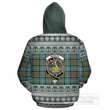 Paisley Clan Tartan Christmas Cotton Hoodie with Family Crest