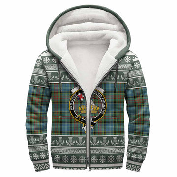 Paisley Clan Tartan Christmas Fleece Hoodie with Family Crest