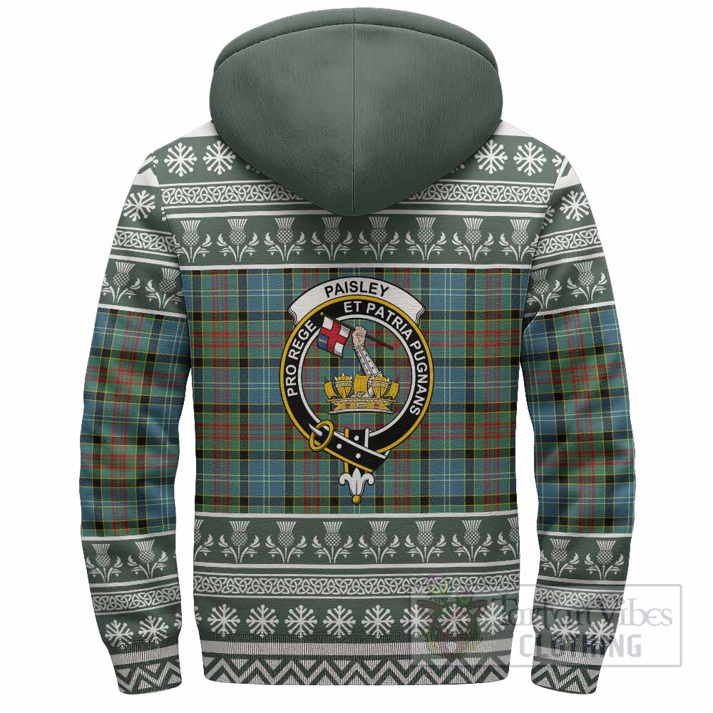 Paisley Clan Tartan Christmas Fleece Hoodie with Family Crest - Tartan Vibes Clothing