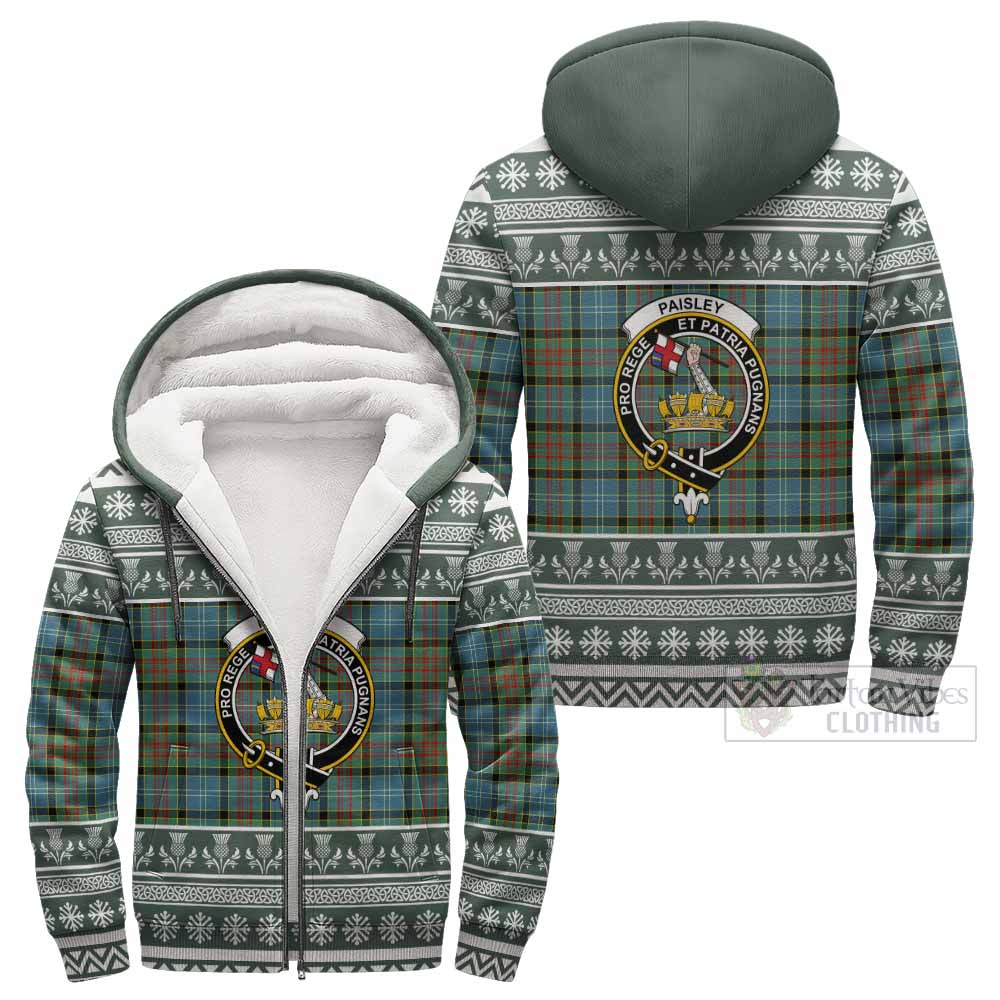 Paisley Clan Tartan Christmas Fleece Hoodie with Family Crest - Tartan Vibes Clothing