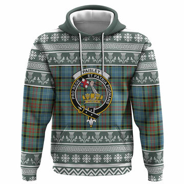 Paisley Clan Tartan Christmas Hoodie with Family Crest