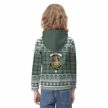 Paisley Clan Tartan Christmas Kid Hoodie with Family Crest