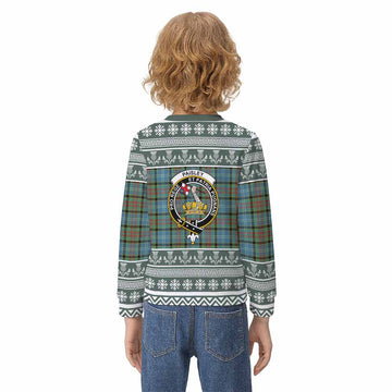 Paisley Clan Tartan Christmas Kid Ugly Sweatshirt with Family Crest
