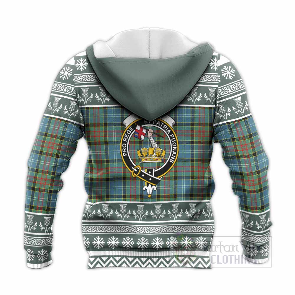 Paisley Clan Tartan Christmas Knitted Hoodie with Family Crest - Tartan Vibes Clothing