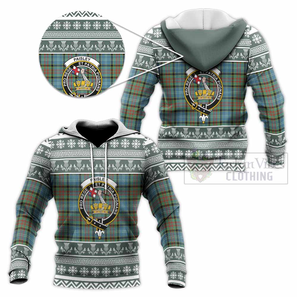 Paisley Clan Tartan Christmas Knitted Hoodie with Family Crest - Tartan Vibes Clothing
