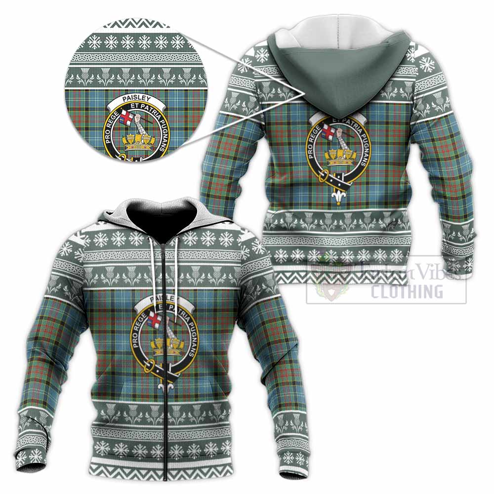 Paisley Clan Tartan Christmas Knitted Hoodie with Family Crest - Tartan Vibes Clothing